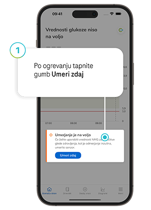 Posnetek zaslona tipke Umeri zdaj v aplikaciji SmartGuide