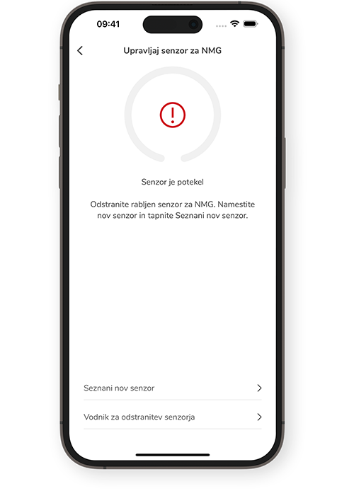 Posnetek zaslona poteka roka uporabnosti senzorja za rešitev NMG SmartGuide