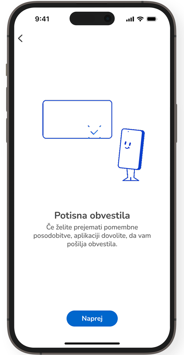 Posnetek zaslona s potisnimi obvestili aplikacije Accu-Chek SmartGuide Predict