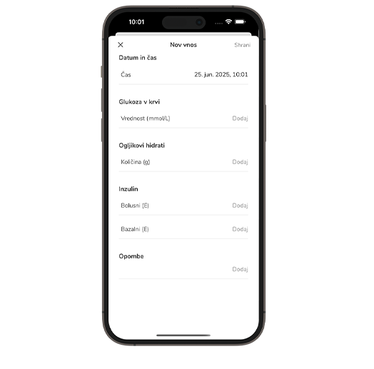 Posnetek zaslona za vnos v dnevnik rešitev za NMG SmartGuide
